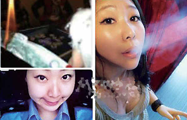 美女警花用人民币点烟 警花炫富